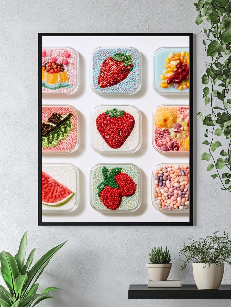 Fruit Candy Mosaic Illustration Poster. — room view 4