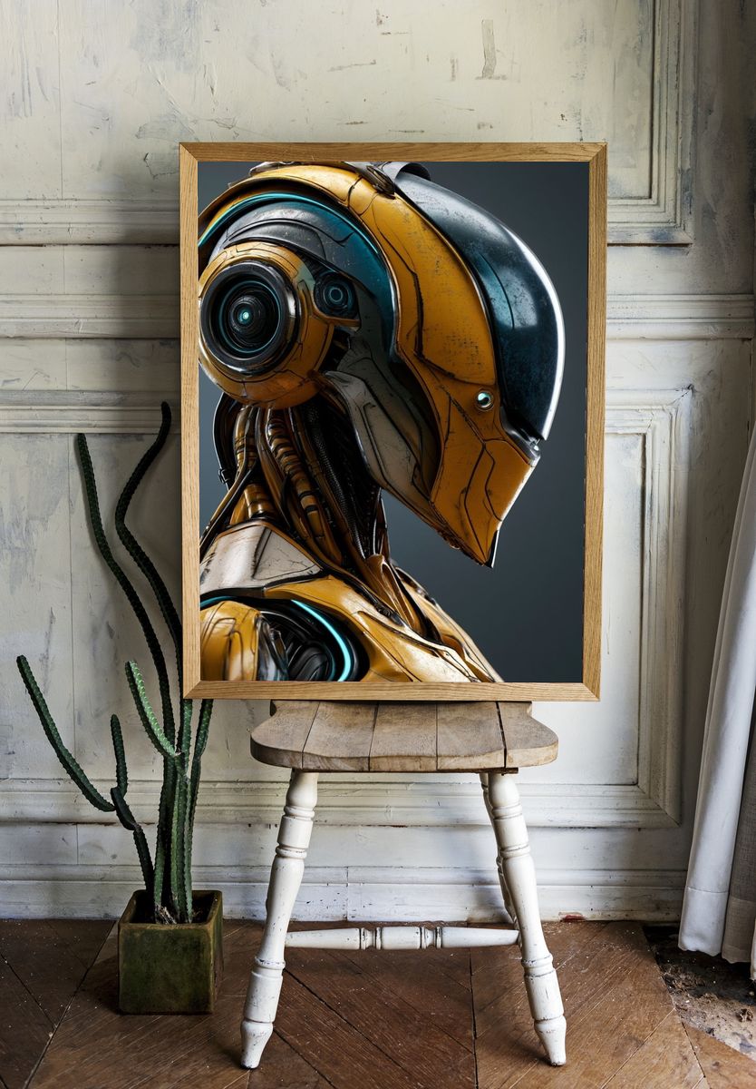 Futuristic Robot Portrait Poster. — room view 1