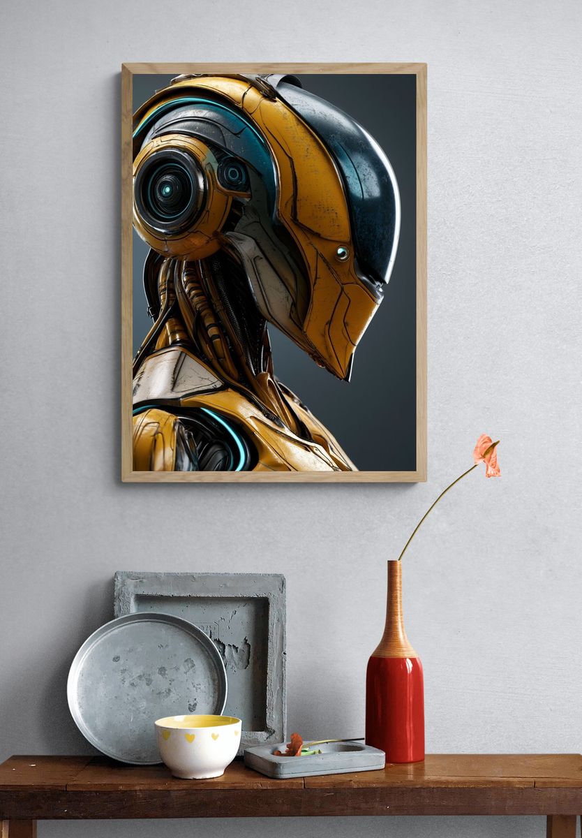 Futuristic Robot Portrait Poster. — room view 3