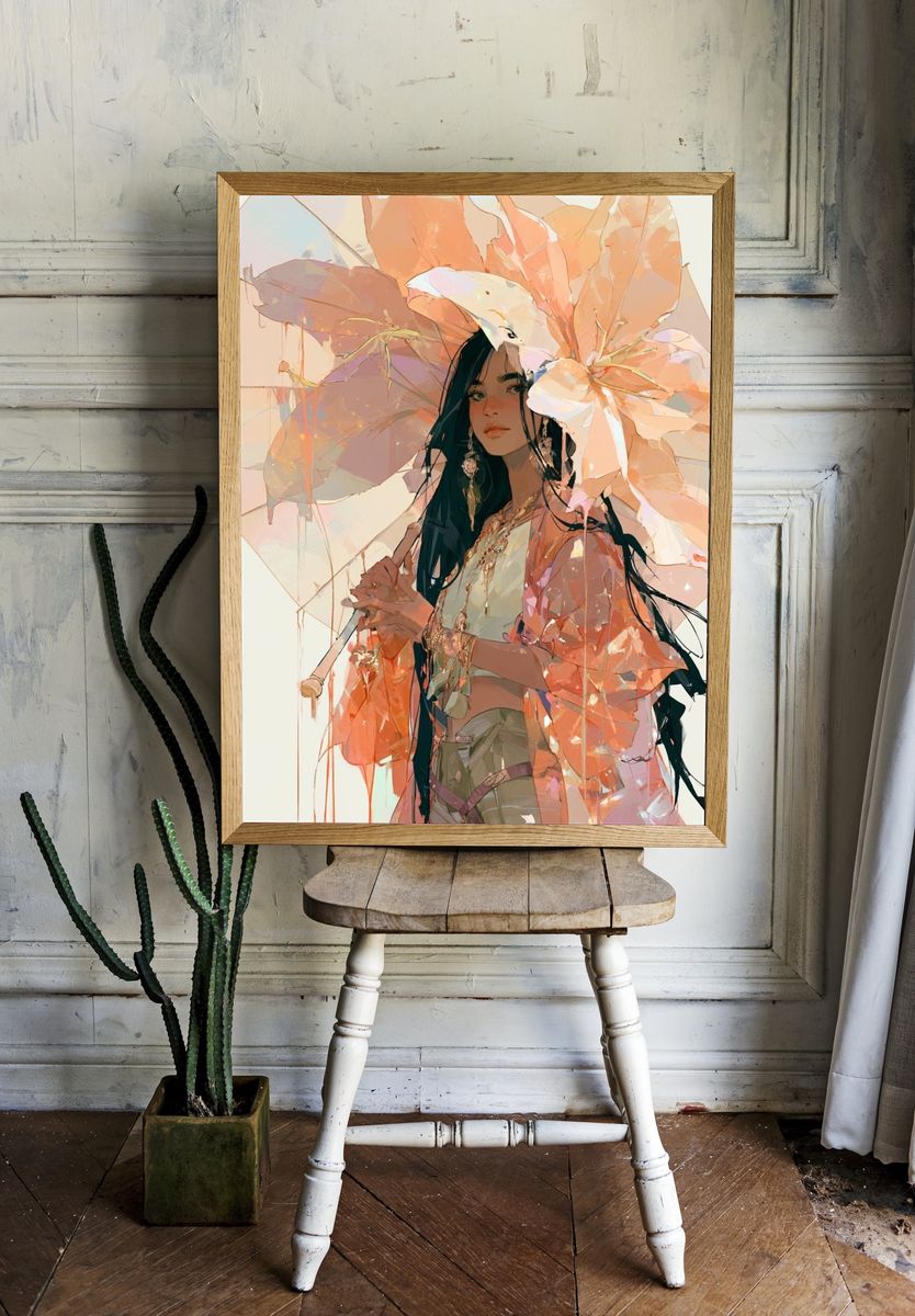 Dreamy Floral Portrait Print. room preview