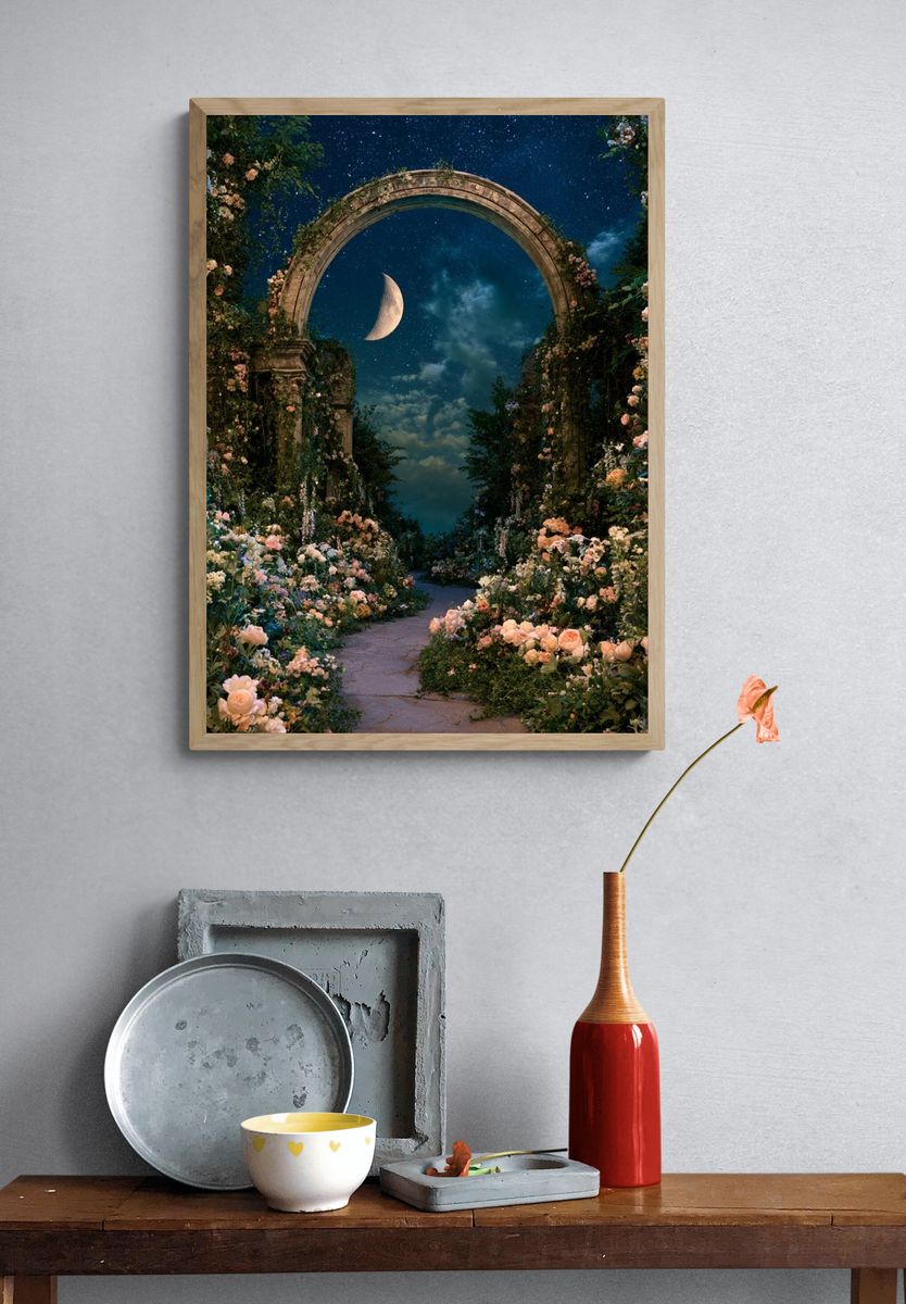 Moonlit Floral Arch Poster. — room view 3