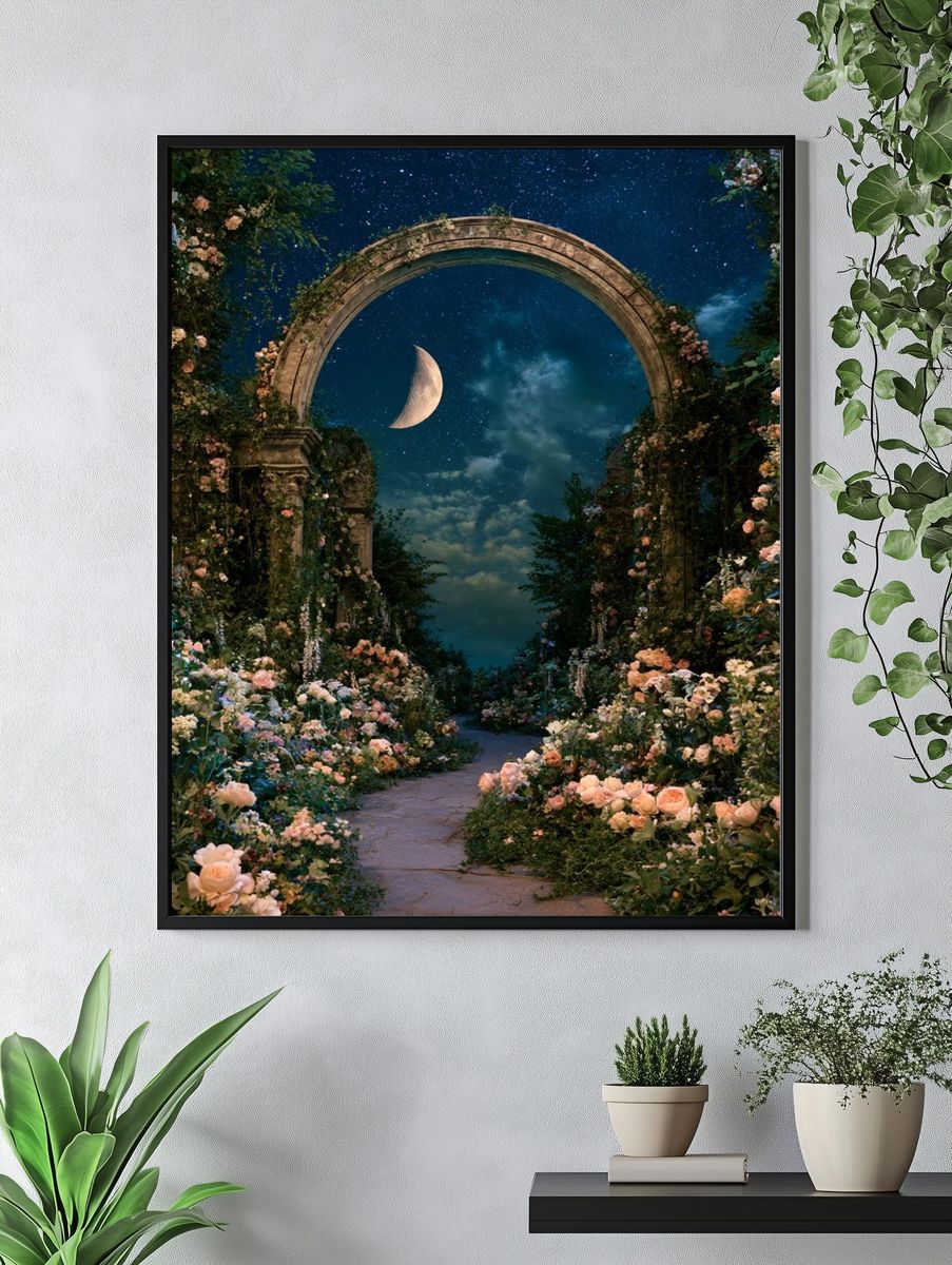 Moonlit Floral Arch Poster. — room view 4