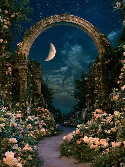 Moonlit Floral Arch Poster. poster