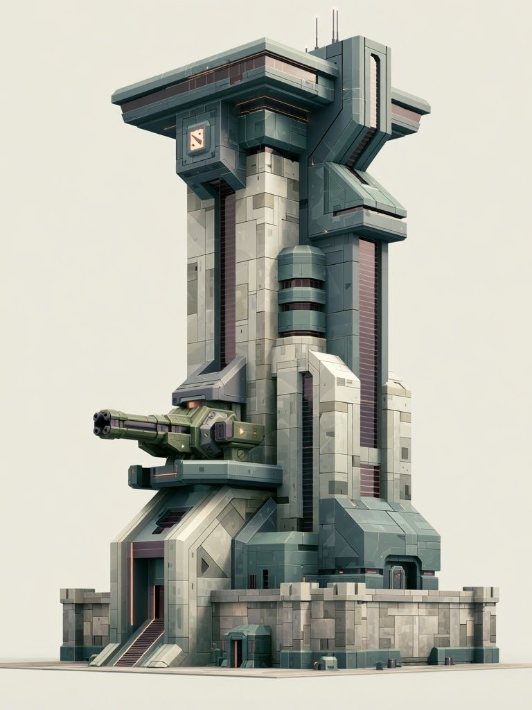 Futuristic Fortress Tower Print. poster — illustration art