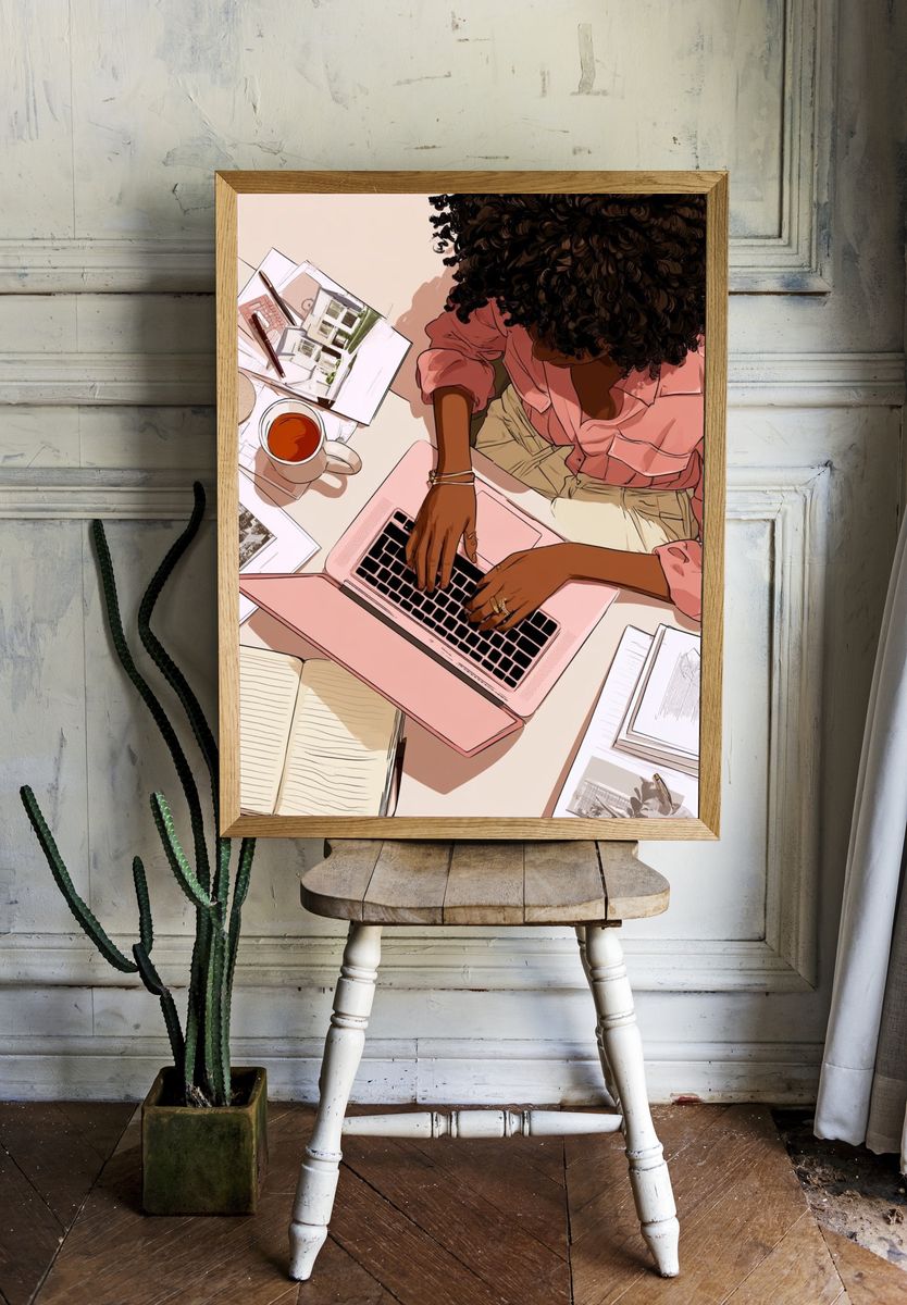 Creative Workspace Illustration Poster. — room view 1