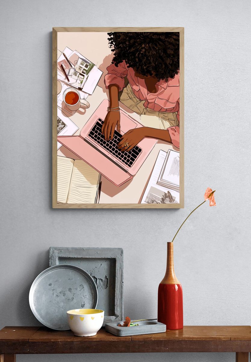Creative Workspace Illustration Poster. — room view 3