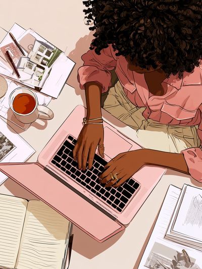 Creative Workspace Illustration Poster. poster