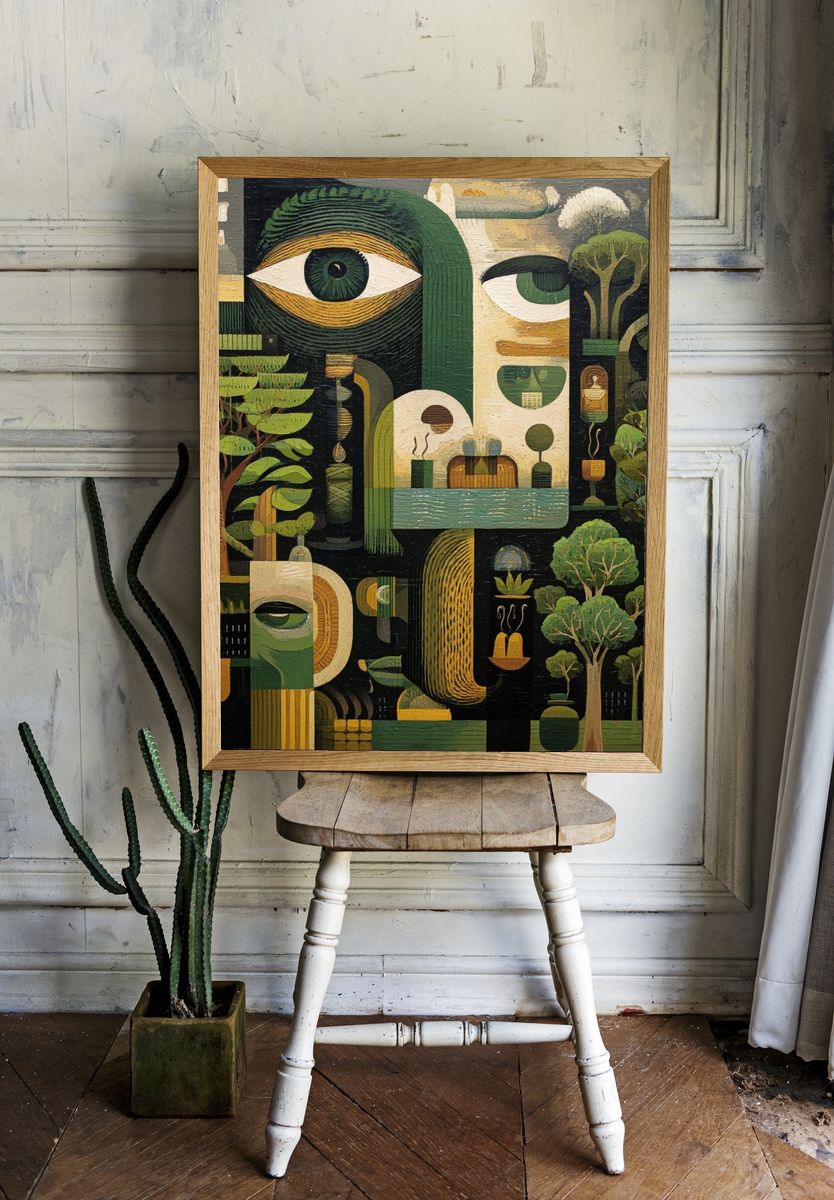 Surreal Forest Eyes Illustration Poster room preview