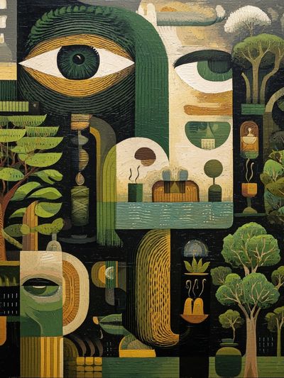 Surreal Forest Eyes Illustration Poster. poster print