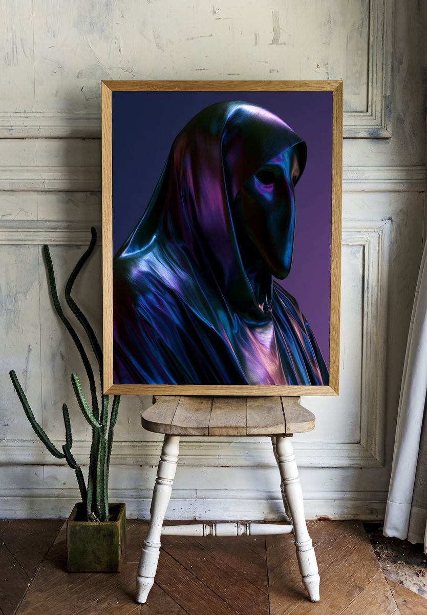 Hooded Mask Portrait Poster. — room view 1