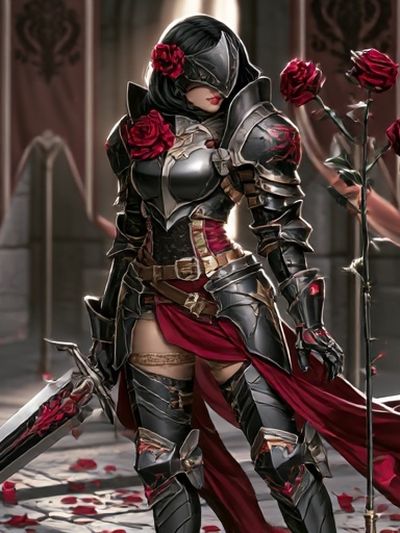Armored Rose Warrior Illustration Poster. poster