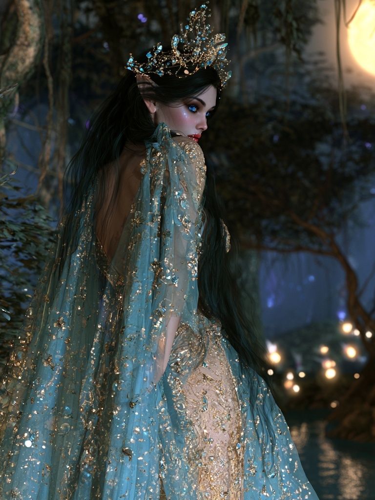 Moonlit Forest Fairy Illustration Poster. poster detail