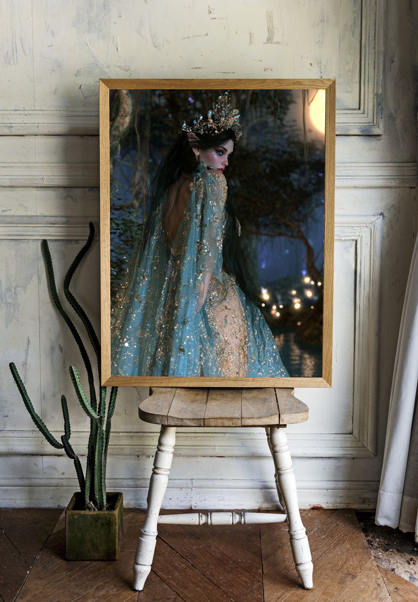Moonlit Forest Fairy Illustration Poster. room preview