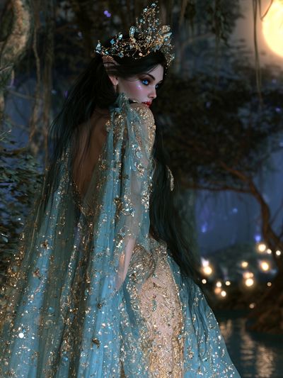 Moonlit Forest Fairy Illustration Poster. poster