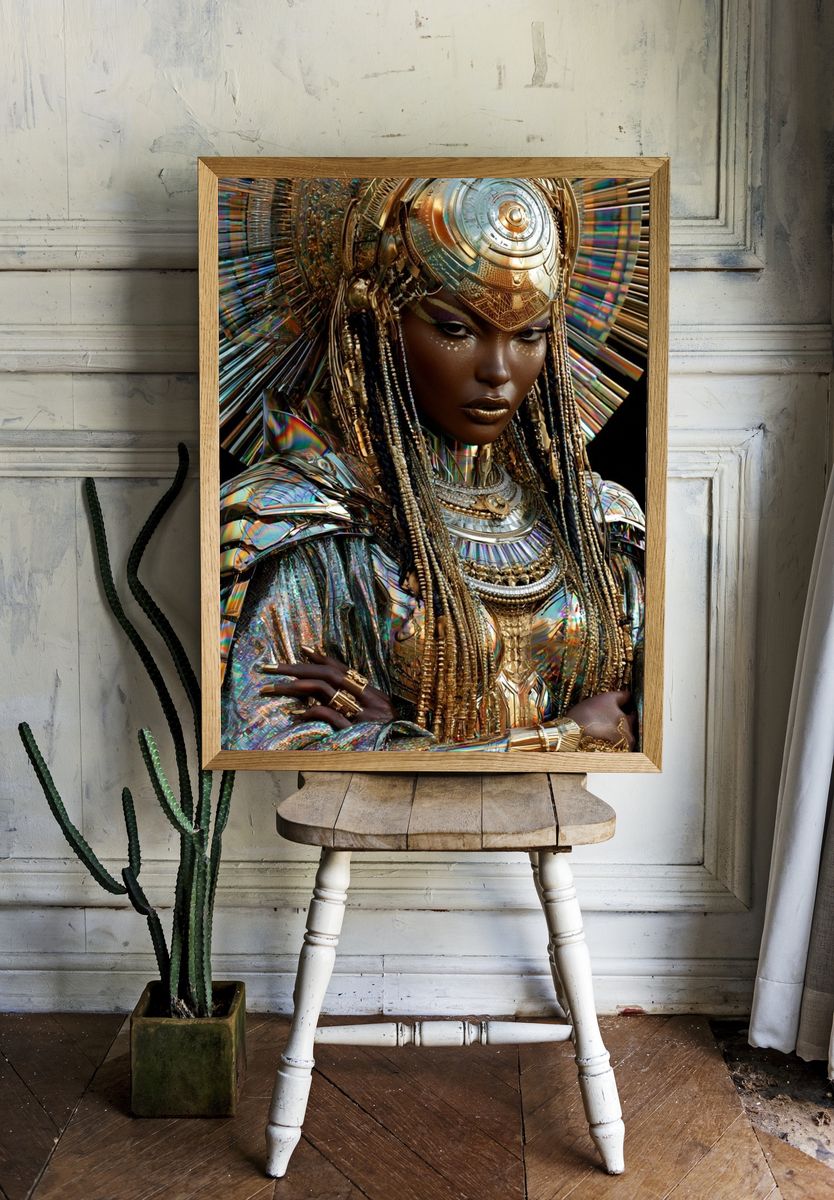 Afrofuturist Queen Portrait Poster. — room view 1