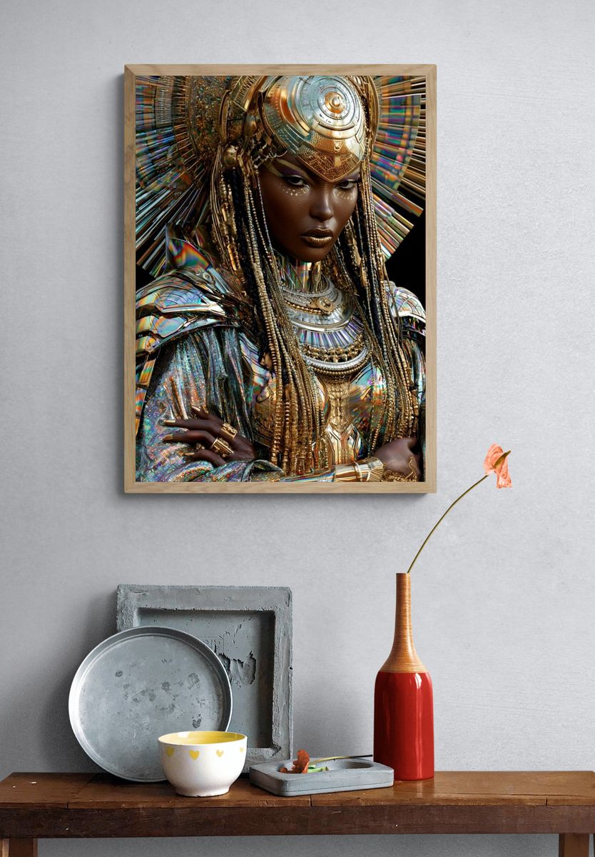 Afrofuturist Queen Portrait Poster. — room view 3