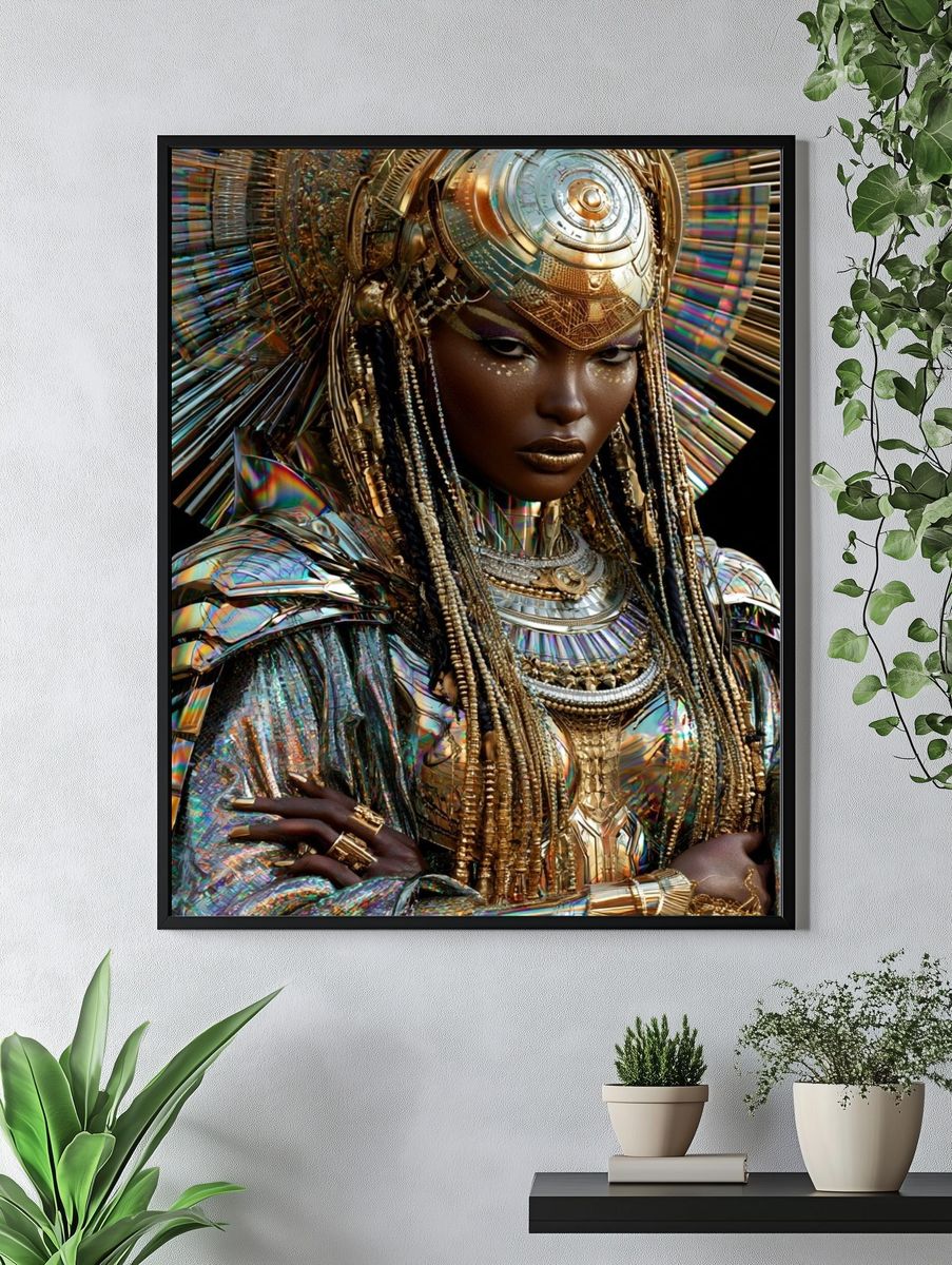 Afrofuturist Queen Portrait Poster. — room view 4