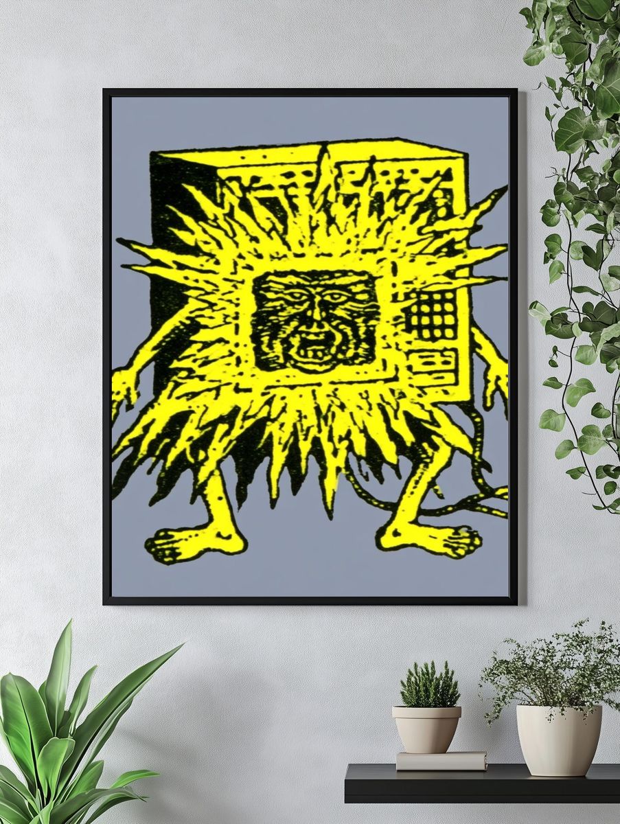 Surreal Yellow Monster Illustration Poster. — room view 4