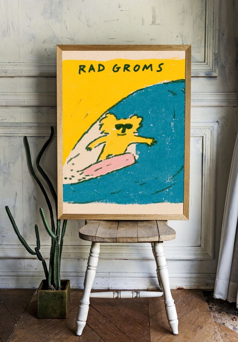 Rad Groms Surf Dog Poster. room preview