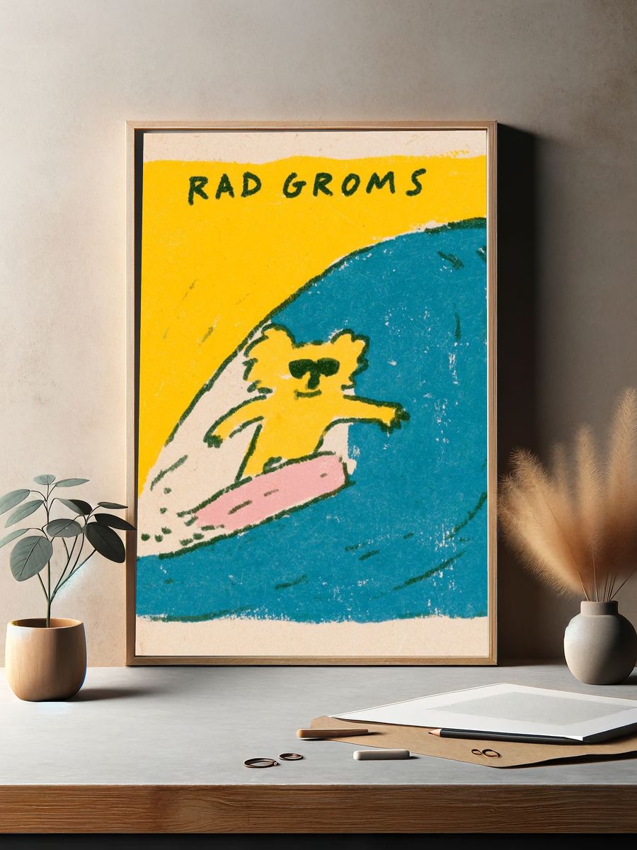 Rad Groms Surf Dog Poster. — room view 2