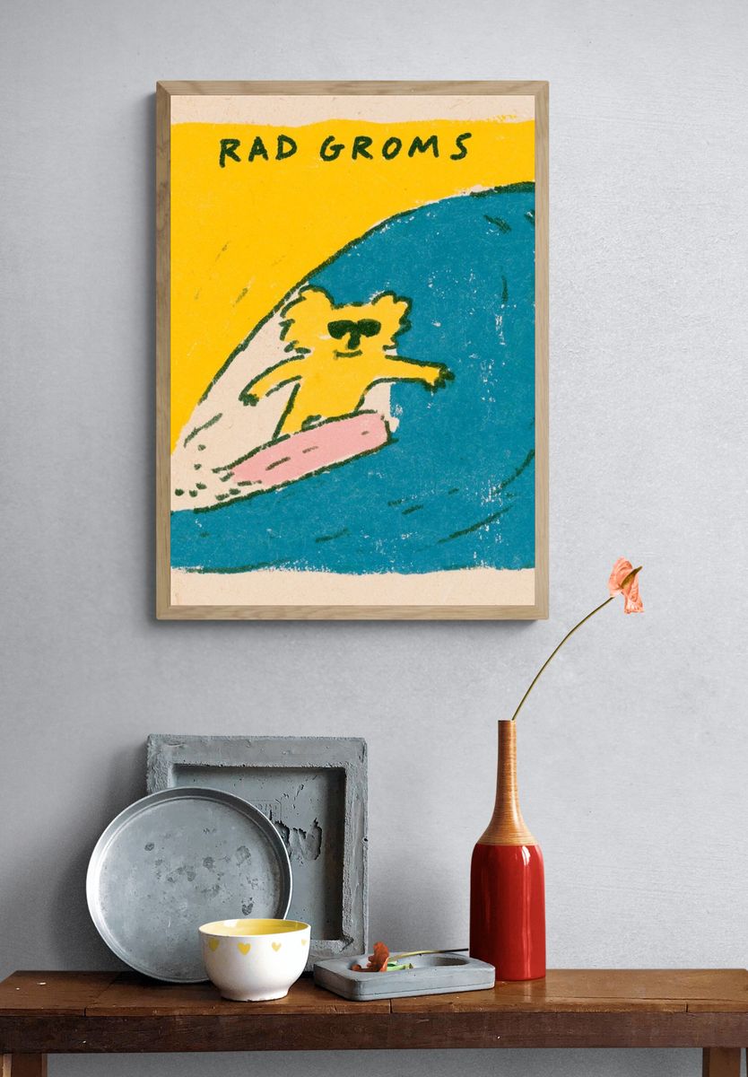Rad Groms Surf Dog Poster. — room view 3