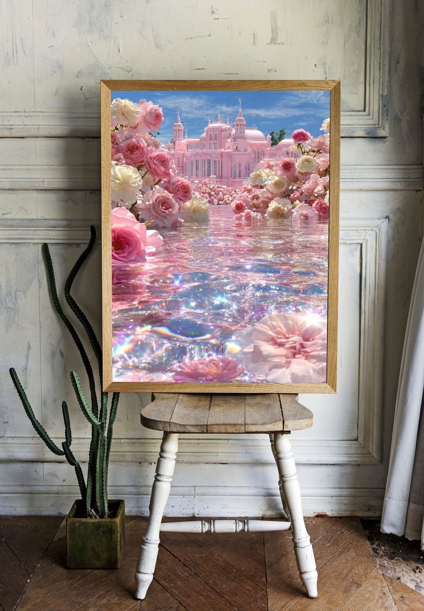 Pink Palace Floral Fantasy Poster. — room view 1