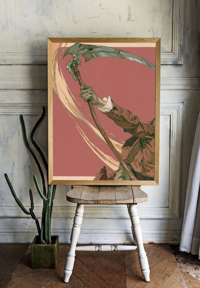 Reaper Scythe Illustration Poster. — room view 1