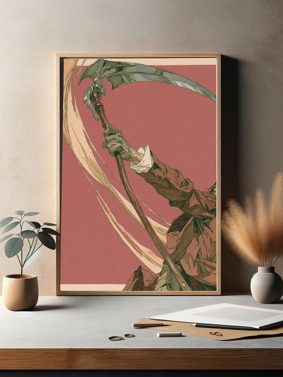 Reaper Scythe Illustration Poster. — room view 2