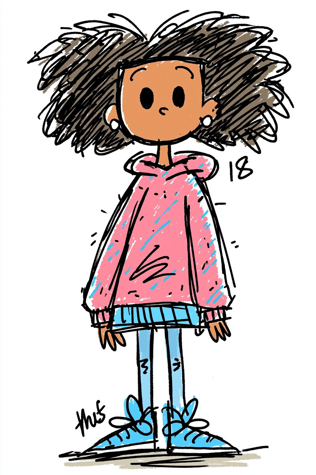 Girl in Pink Hoodie Illustration Poster. poster — illustration art