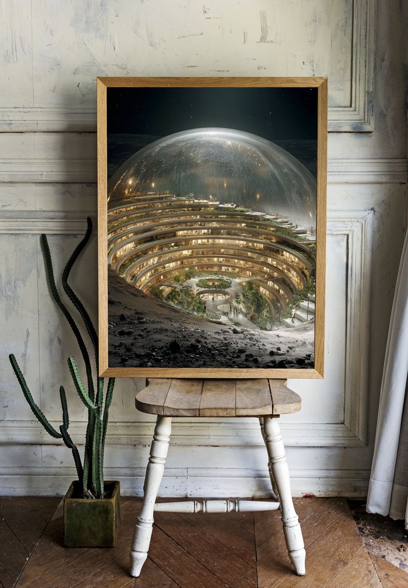 Lunar Dome Habitat Illustration Poster. — room view 1