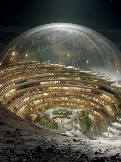 Lunar Dome Habitat Illustration Poster. poster print