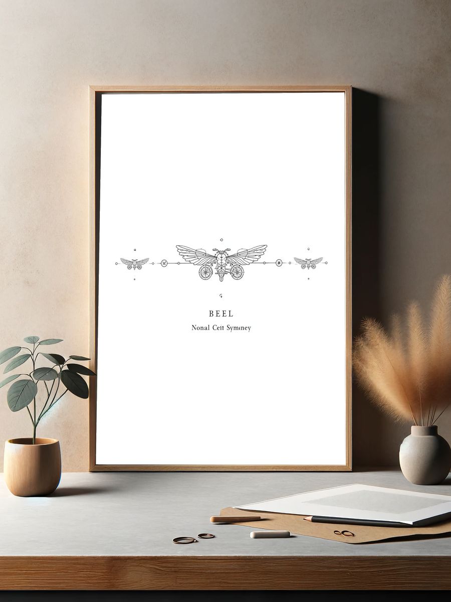 Winged Beetle Line Art Poster. — room view 2