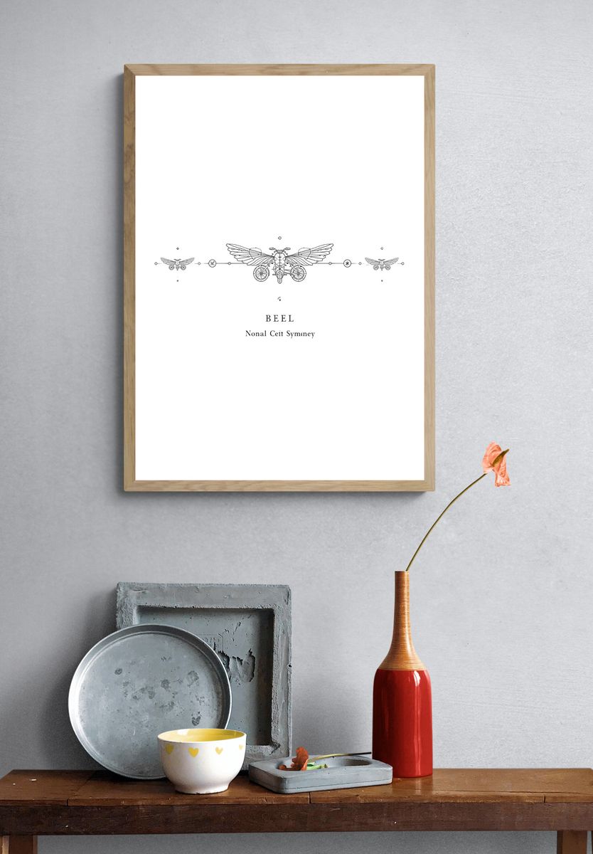 Winged Beetle Line Art Poster. — room view 3
