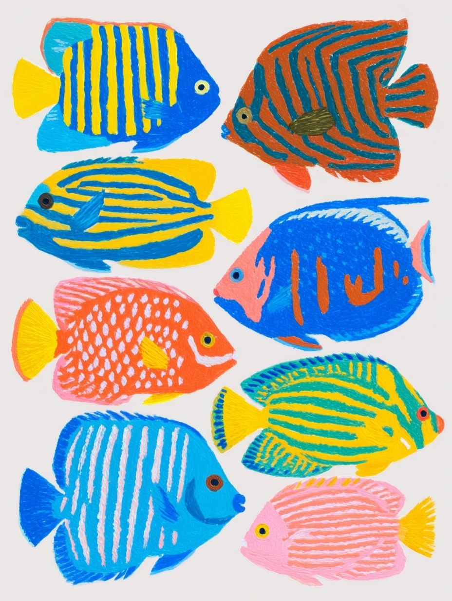 Colorful Tropical Fish Illustration Poster. poster — illustration art