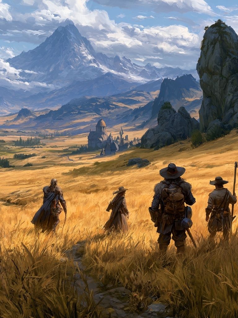 Fantasy Mountain Expedition Print. poster detail