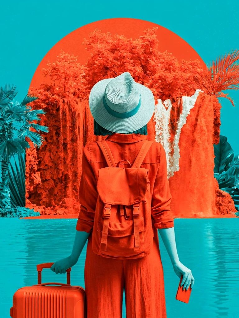 Surreal Tropical Traveler Print. poster detail