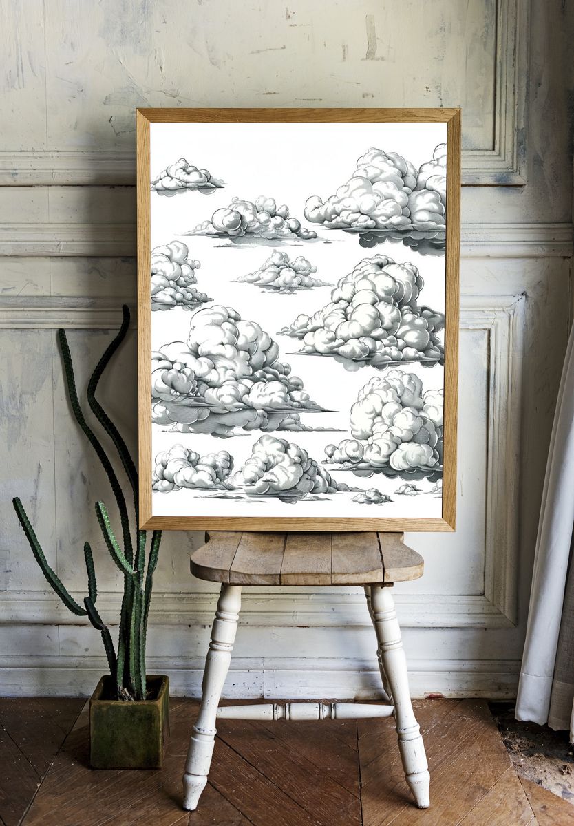 Cloud Study Illustration Print. — room view 1