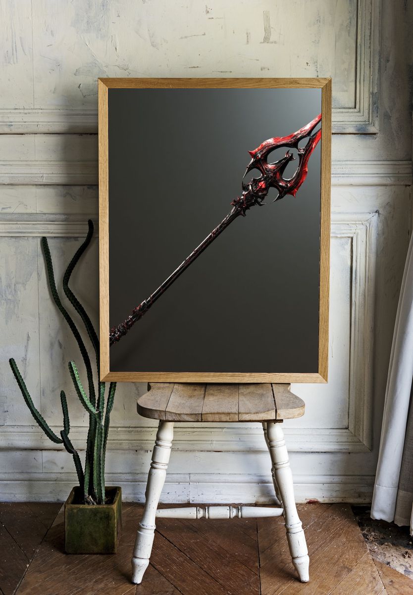 Demonic Spear Digital Art Poster. room preview