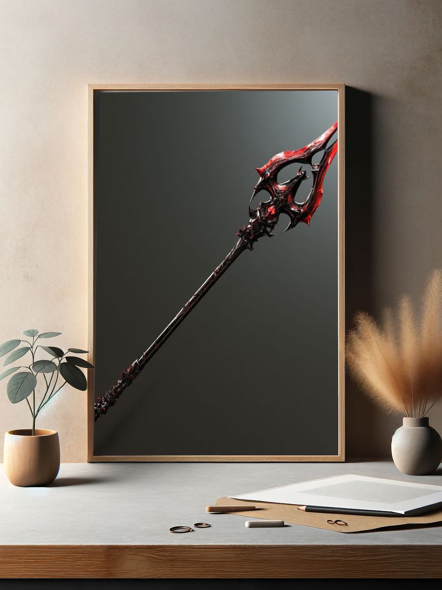 Demonic Spear Digital Art Poster. — room view 2