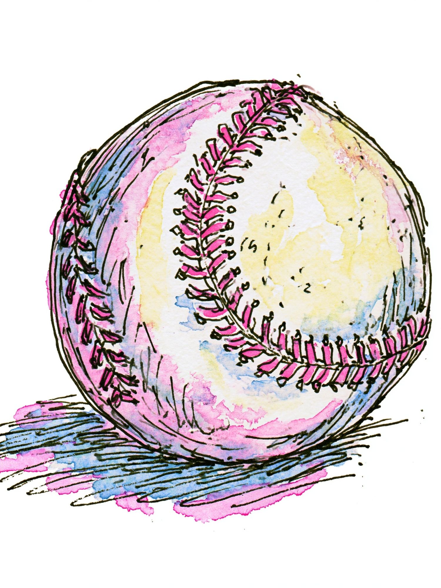 Watercolor Baseball Illustration Poster. poster detail