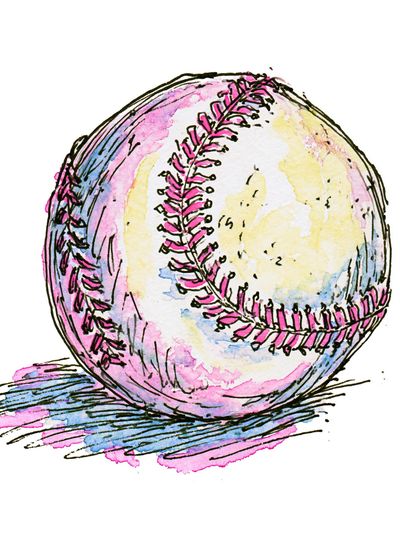 Watercolor Baseball Illustration Poster. poster