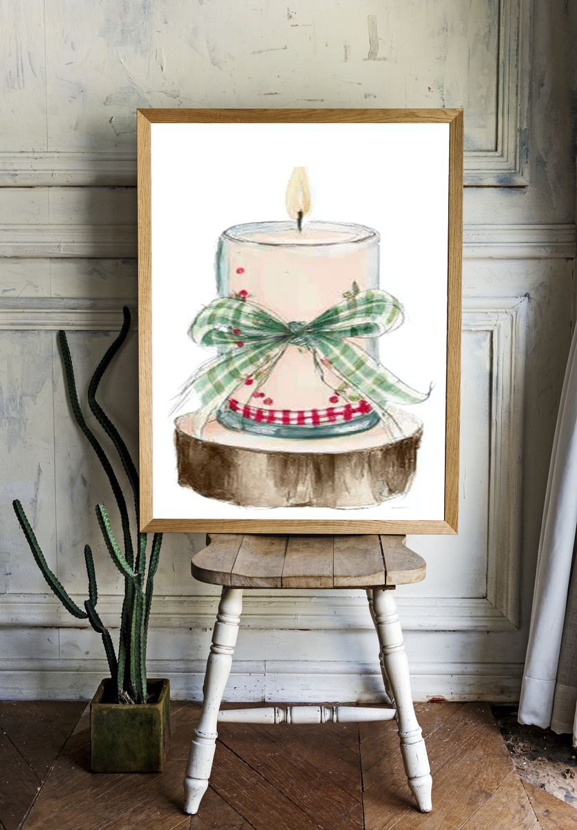 Festive Candle Illustration Poster. — room view 1