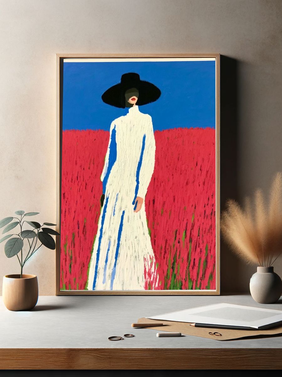 Fashion Figure in Field Illustration Poster. — room view 2