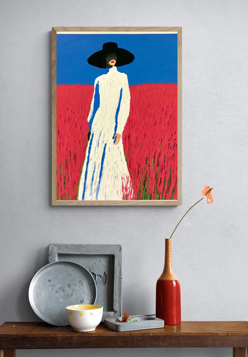 Fashion Figure in Field Illustration Poster. — room view 3