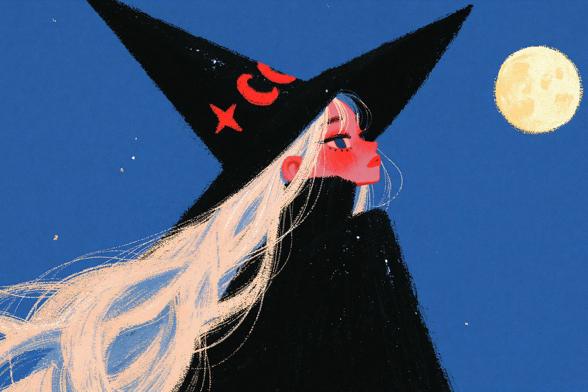 Moonlit Witch Illustration Poster. poster detail