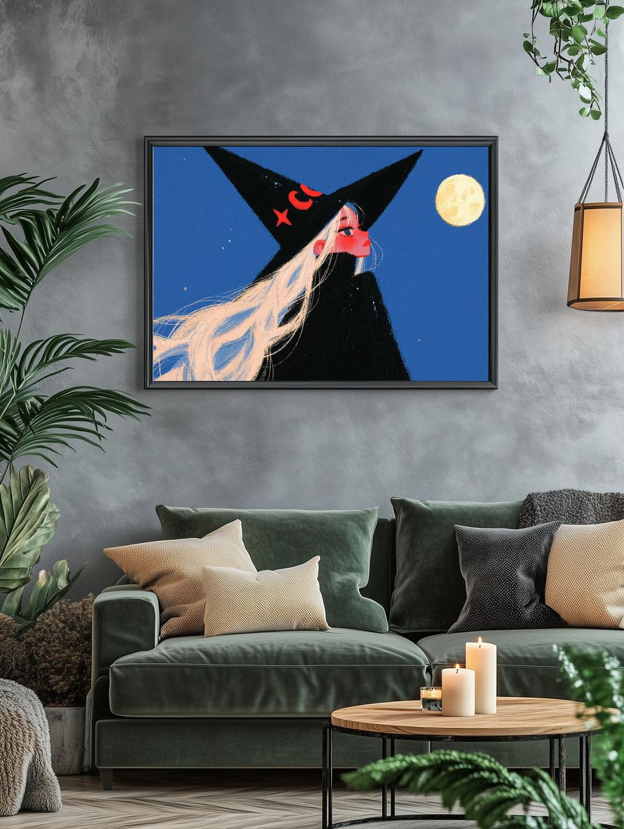 Moonlit Witch Illustration Poster. — room view 4