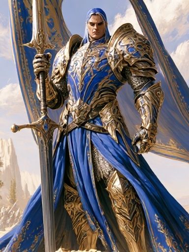 Blue Armored Knight Fantasy Print. poster detail