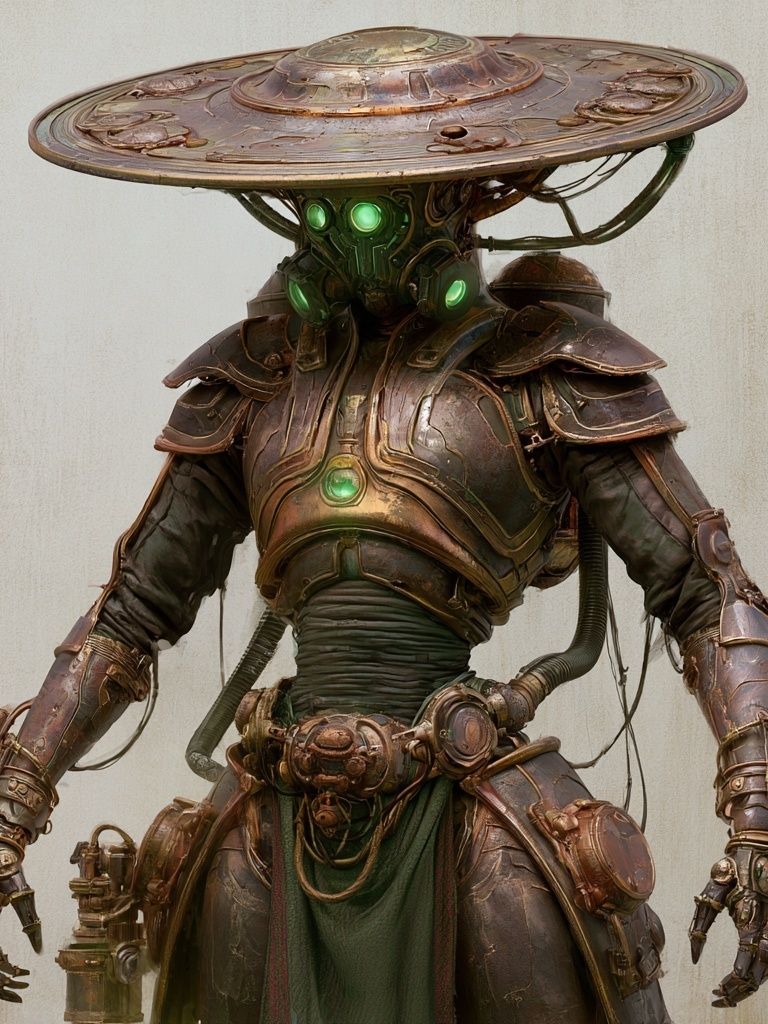 Steampunk Samurai Robot Illustration Poster. poster detail