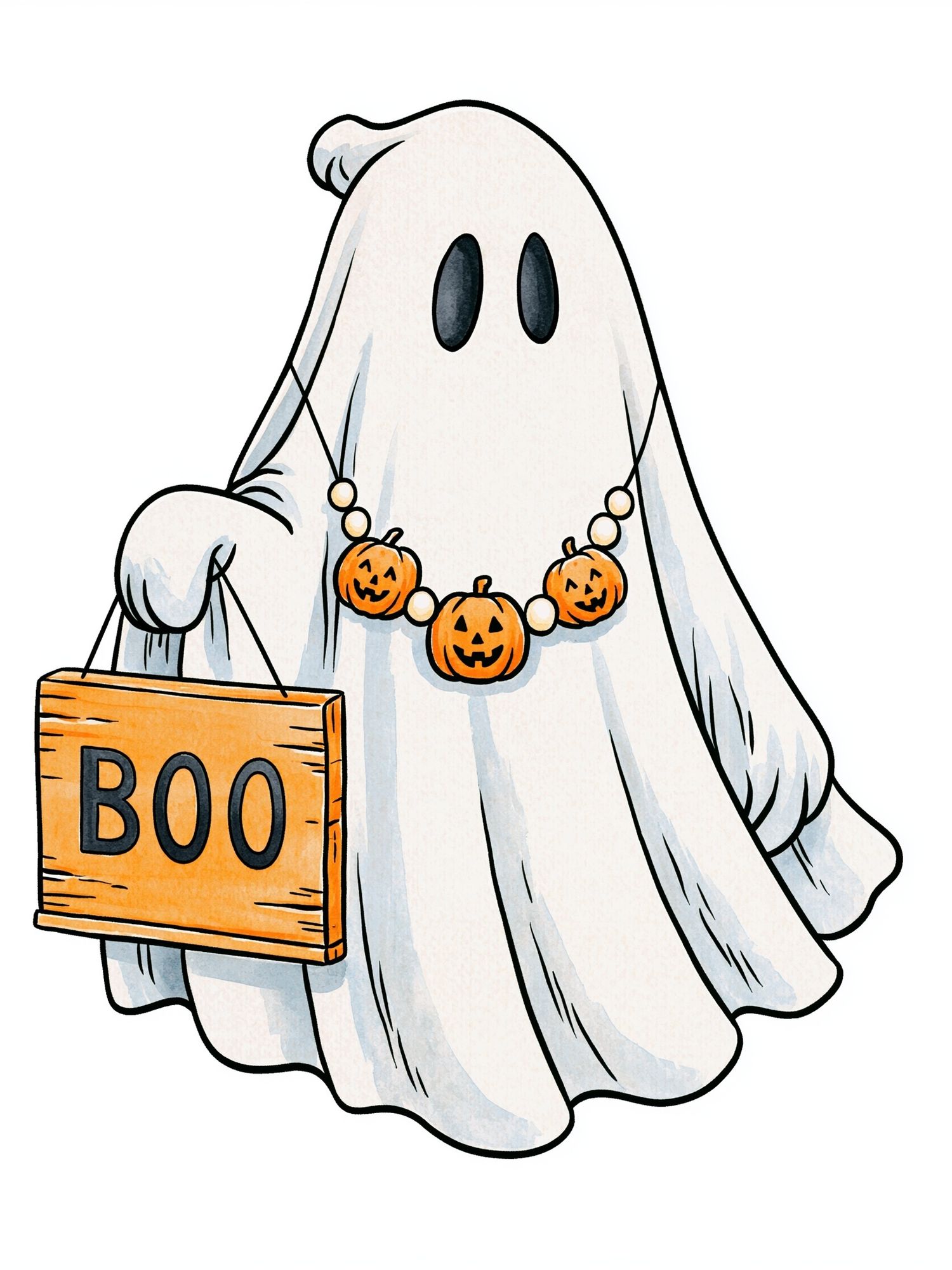 Halloween Ghost Boo Illustration Poster. poster detail