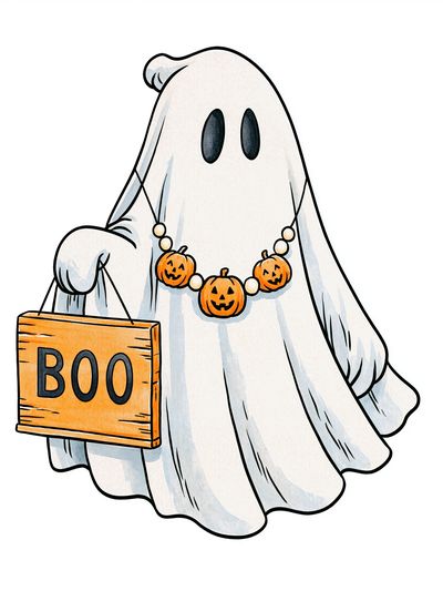 Halloween Ghost Boo Illustration Poster. poster